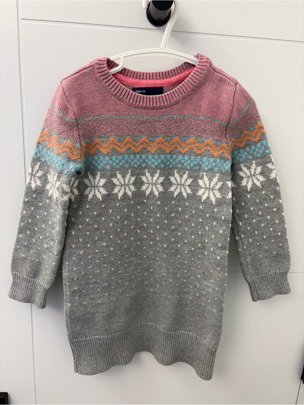 GAP Kids Knit Sweater Dress - Gray, Pink & Aqua Size 4-5 (XS)